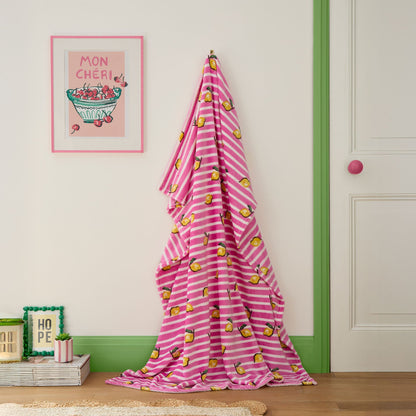 Summer Fruits Throw in Pink
