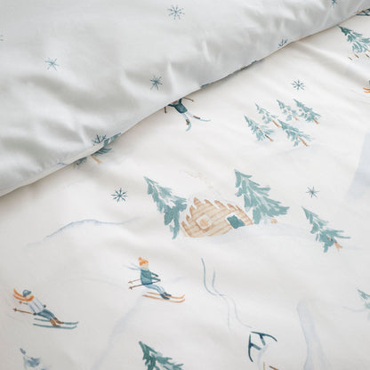 Ski Village Christmas Duvet Cover Set in Natural