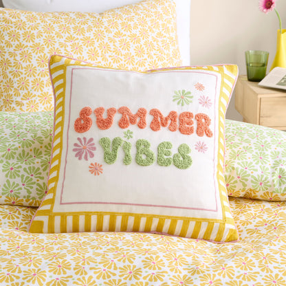 Summer Vibes Slogan Cushion in Multi
