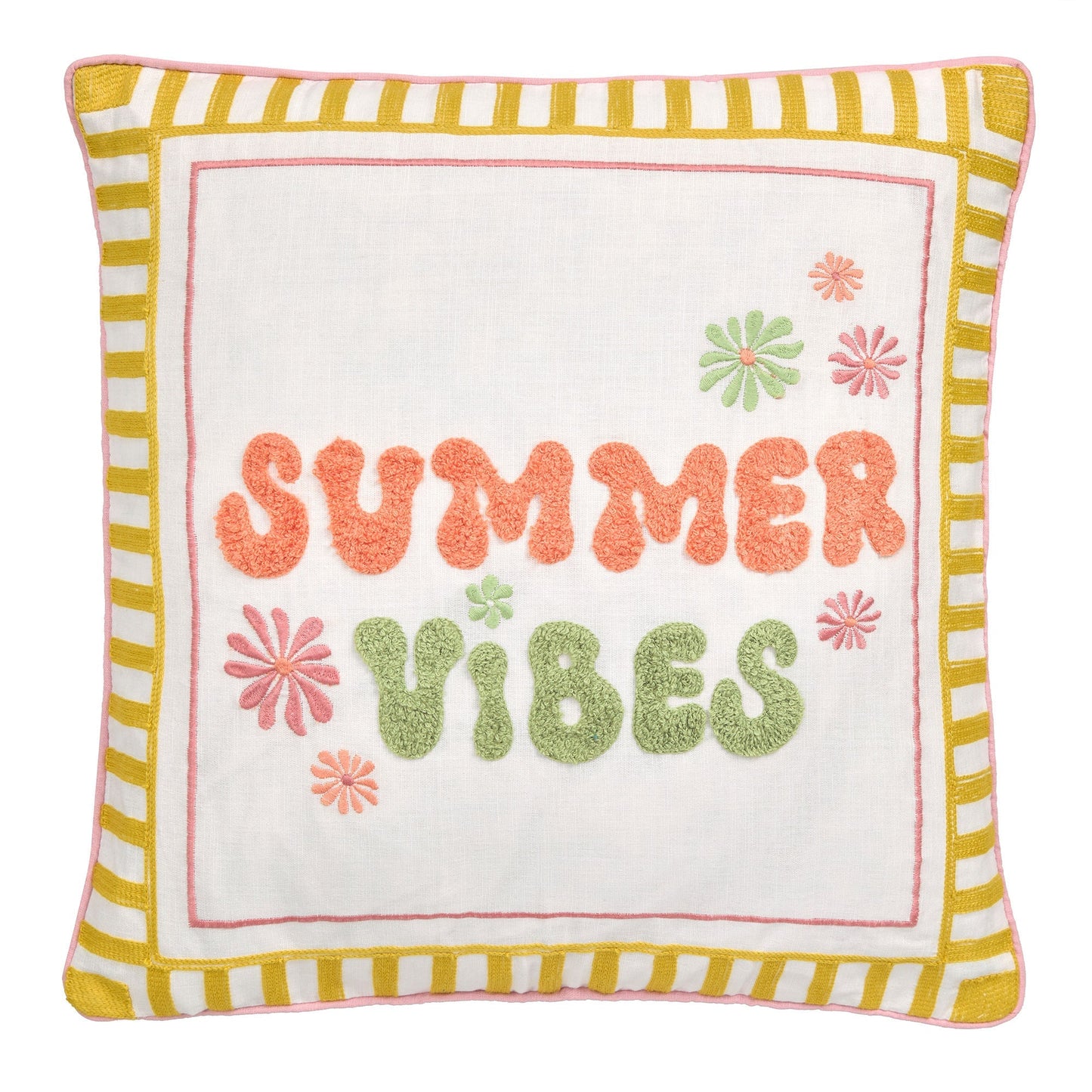 Summer Vibes Slogan Cushion in Multi
