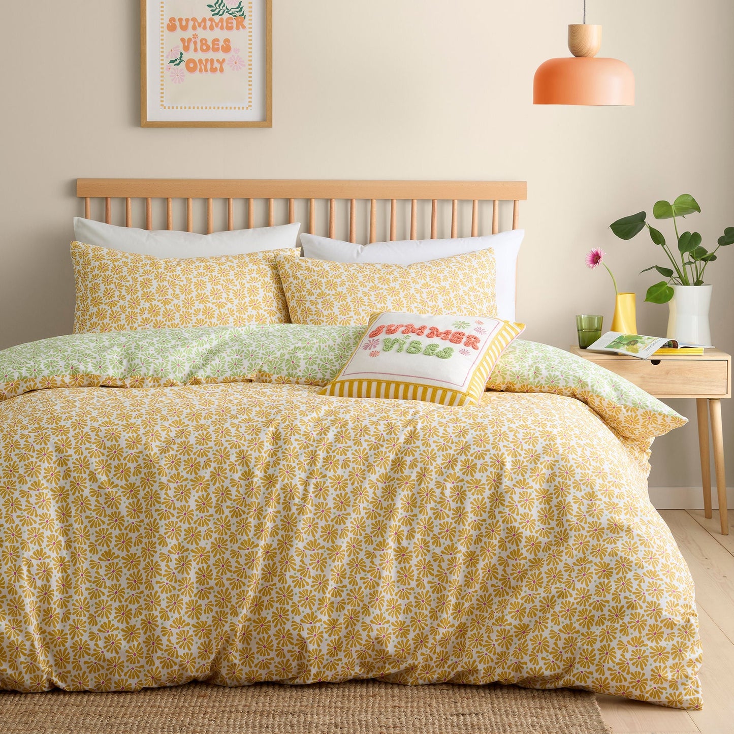 Summer Vibes Slogan Cushion in Multi