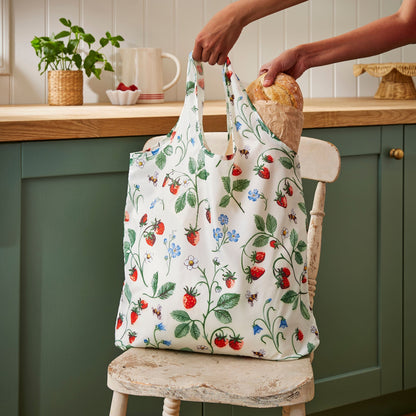Strawberry Patch Foldable Tote Bag Medium