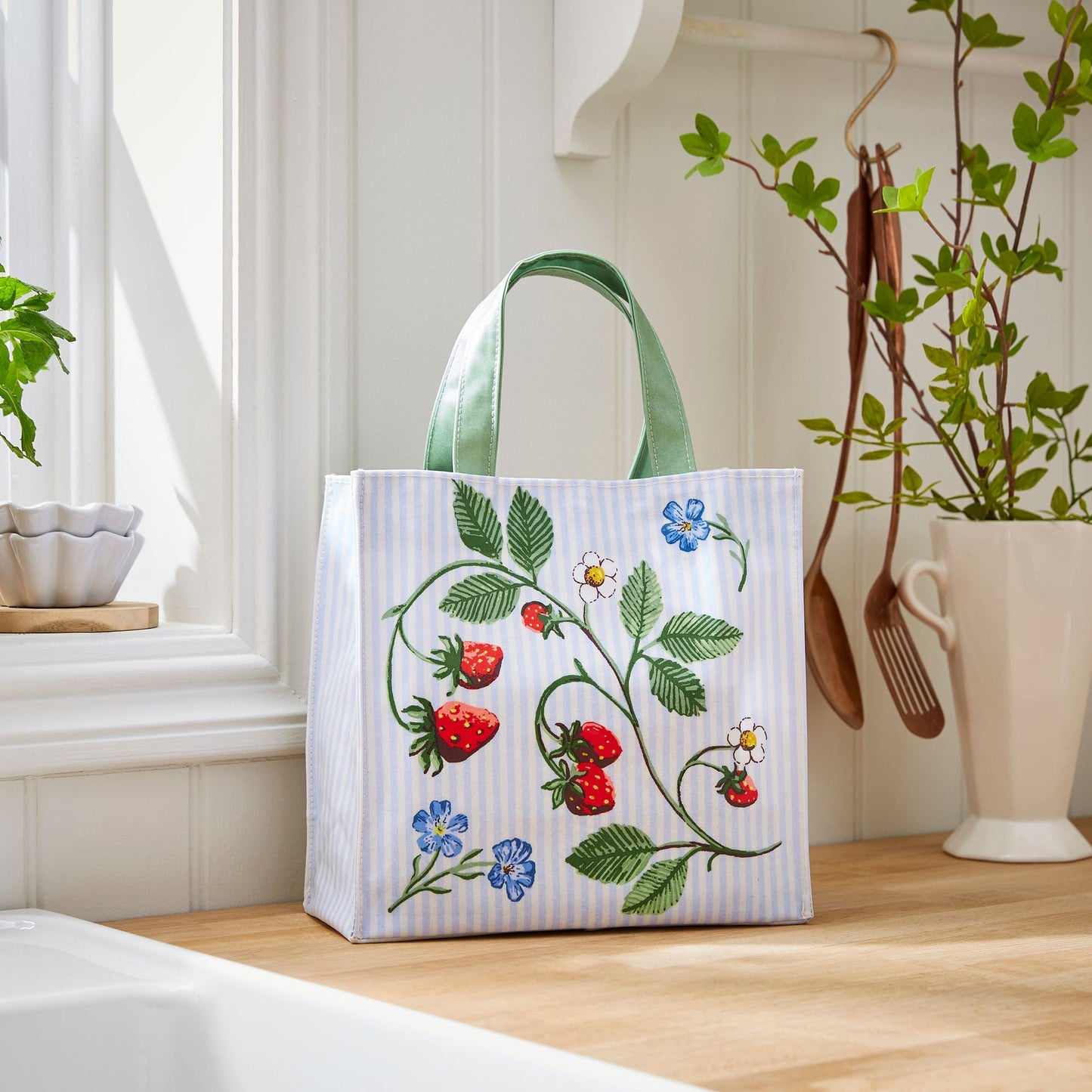 Strawberry Patch Foldable Tote Bag Medium