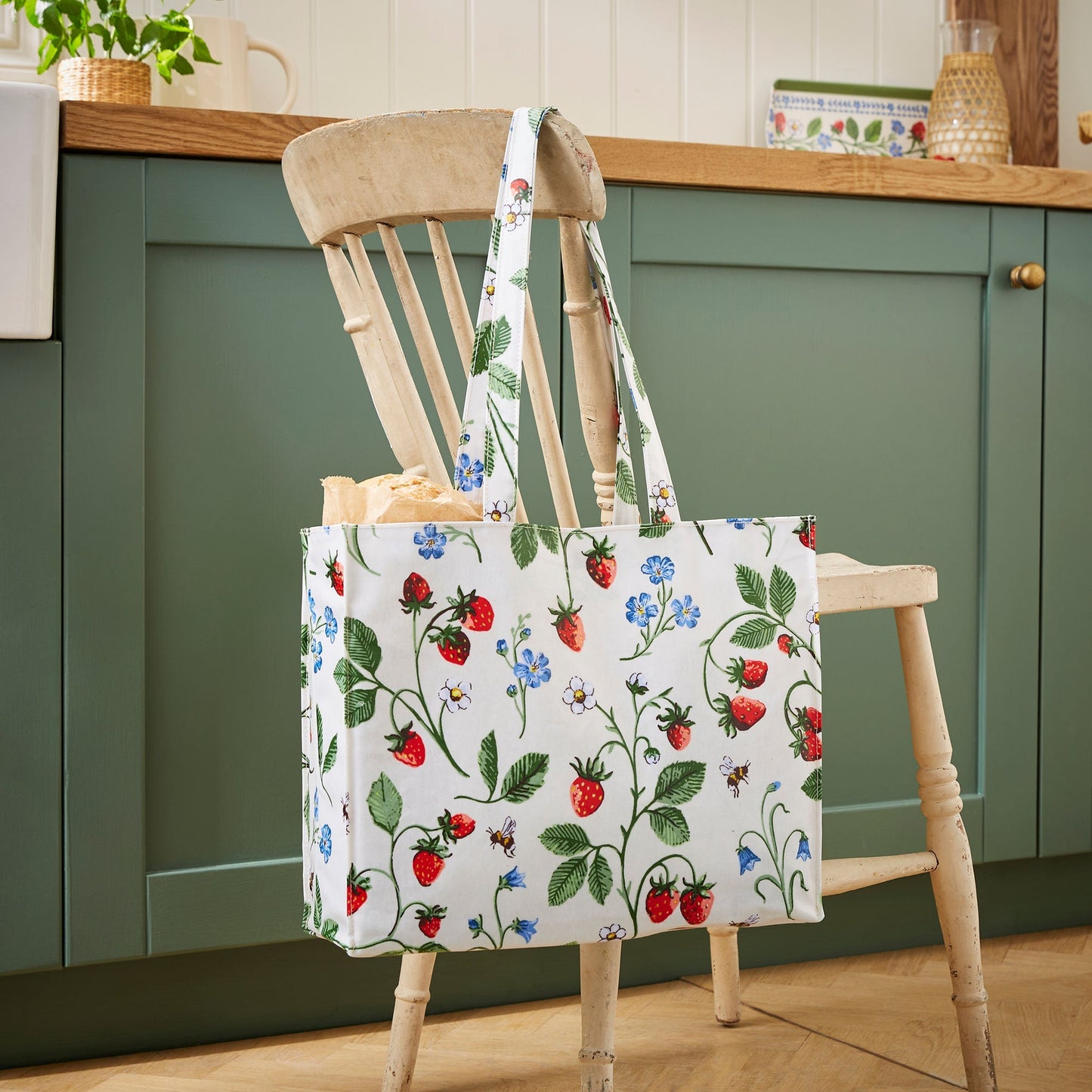 Strawberry Patch Foldable Tote Bag Medium