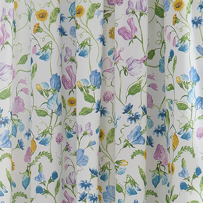 Sweetpea Floral Pair of Pencil Pleat Curtains in Lilac