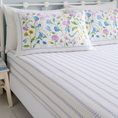 Sweetpea Floral Fitted Bed Sheet in Lilac