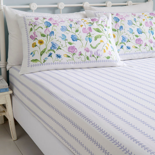Sweetpea Floral Fitted Bed Sheet in Lilac