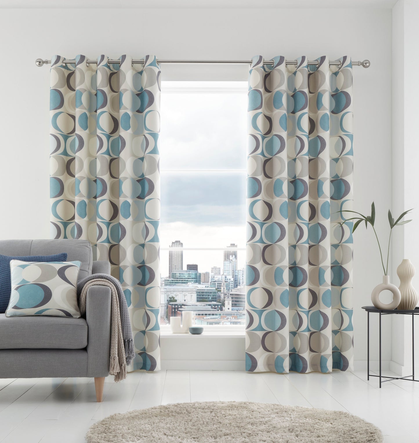 Sander Eyelet Curtains in Duck Egg