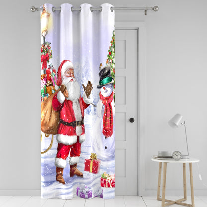 Santa & Snowy Eyelet Single Panel Door Curtain in Multi