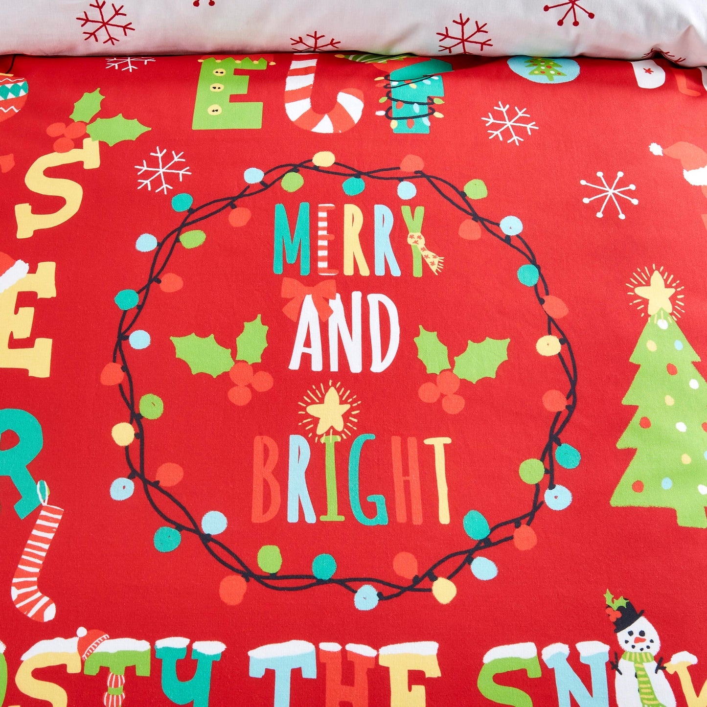 Santa's Little Helper Duvet Cover Set in Red