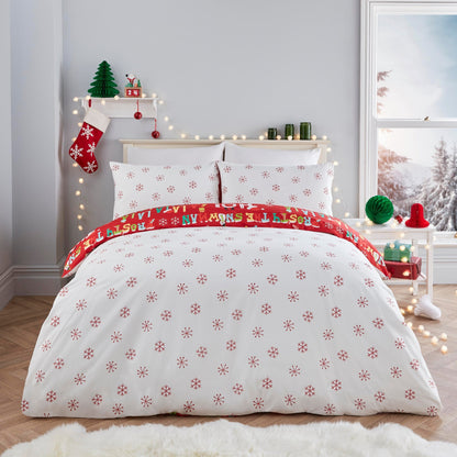Santa's Little Helper Duvet Cover Set in Red