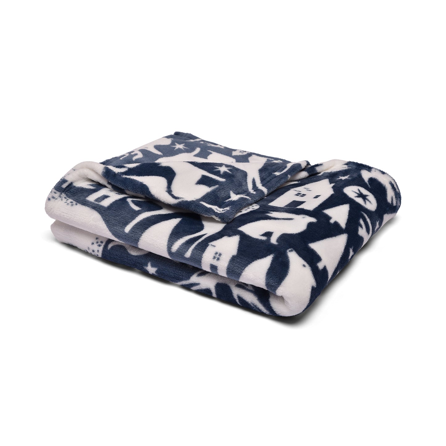 Scandi Animals Throw in Navy