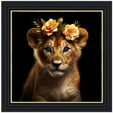 Lion Cub Girl Flowers