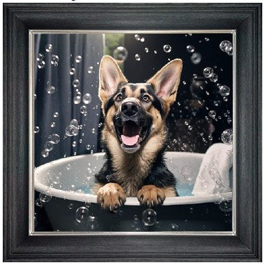 Bubble Bath German Shepard