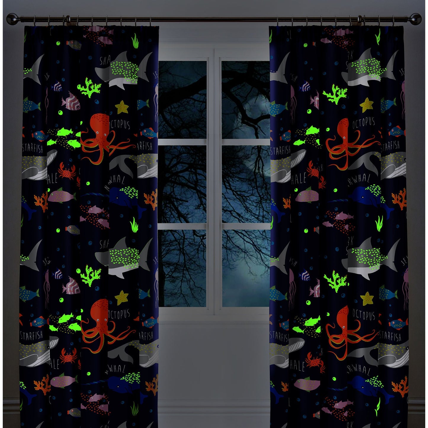 Sea Life Pencil Pleat Curtains in Multicolour