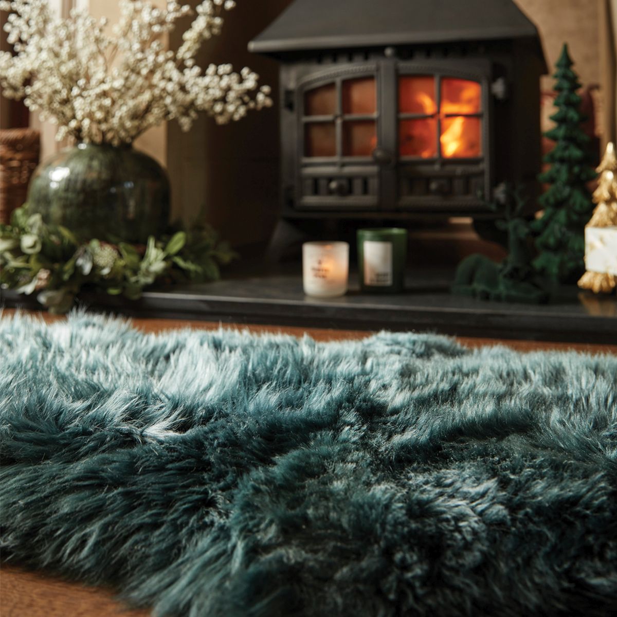 Origins Genuine Sheepskin Forest Green Quad