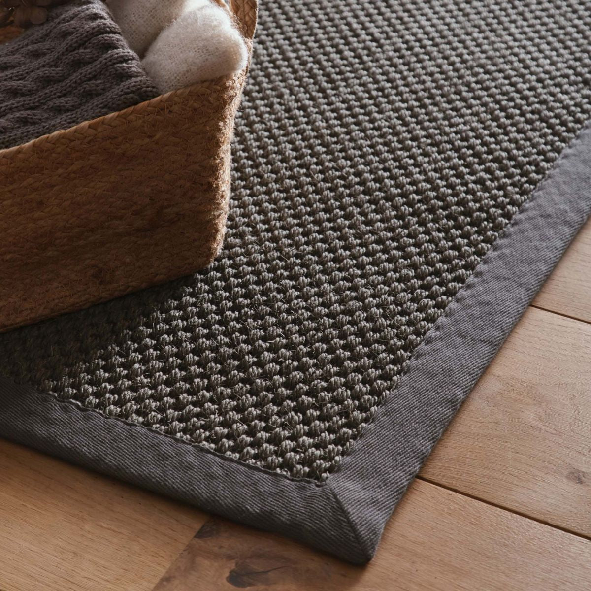 Origins Sisal Rug Dark Grey with Grey Border
