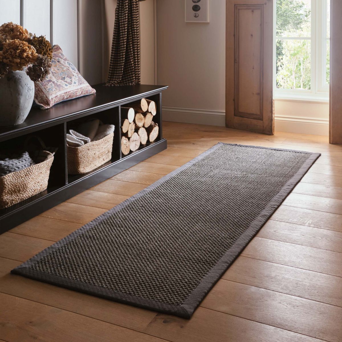 Origins Sisal Rug Dark Grey with Grey Border