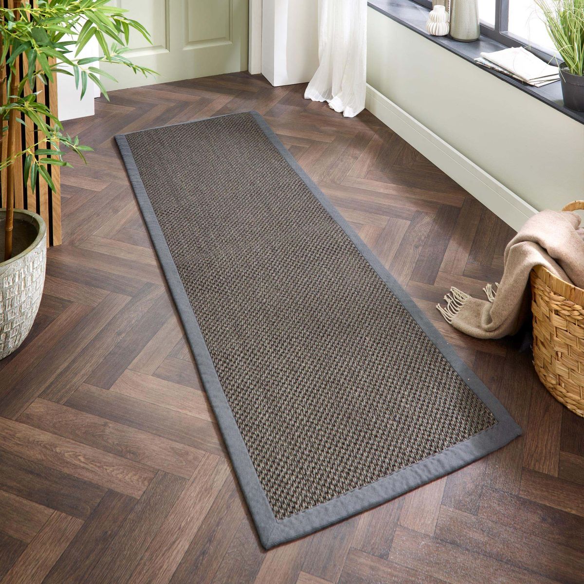 Origins Sisal Rug Dark Grey with Grey Border