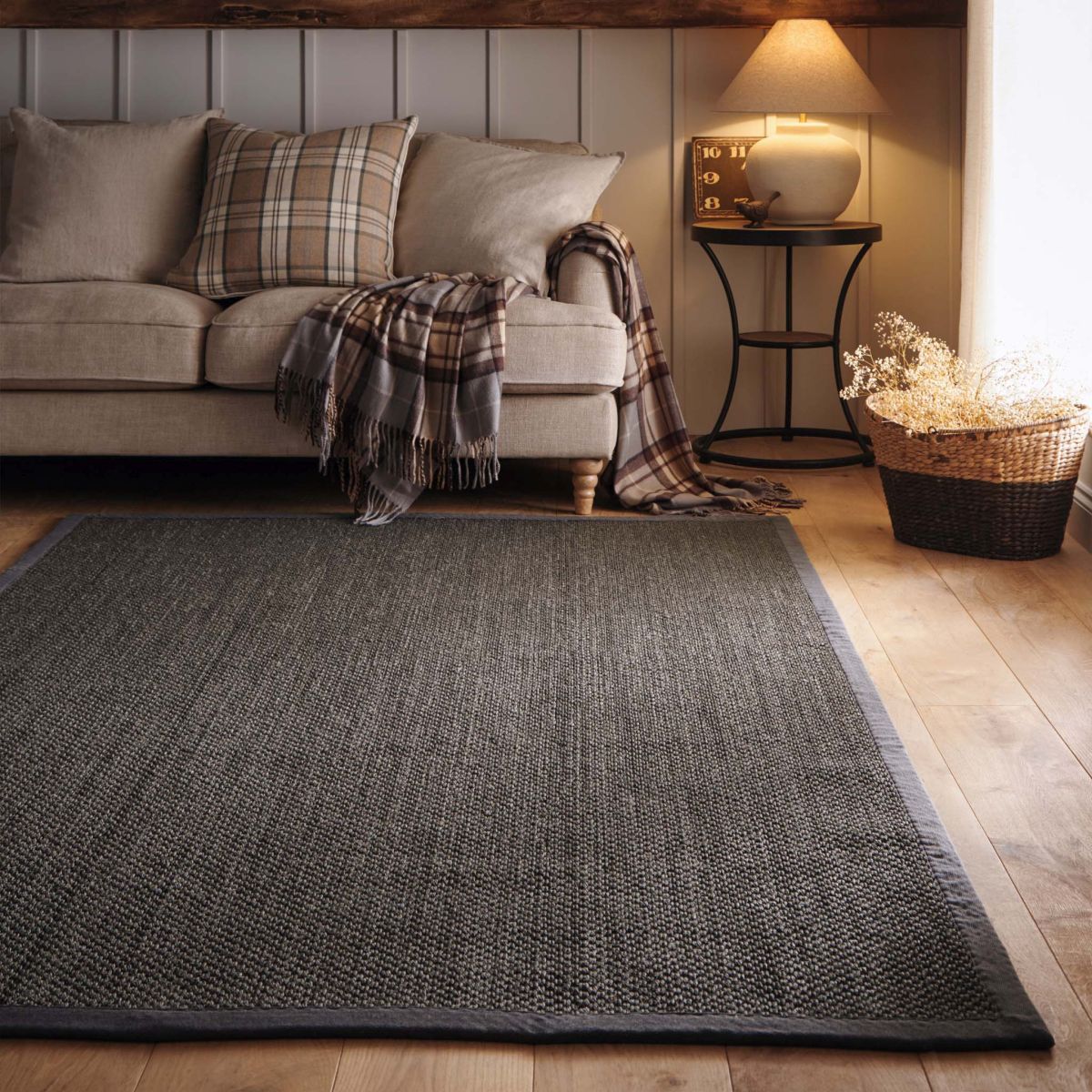 Origins Sisal Rug Dark Grey with Grey Border