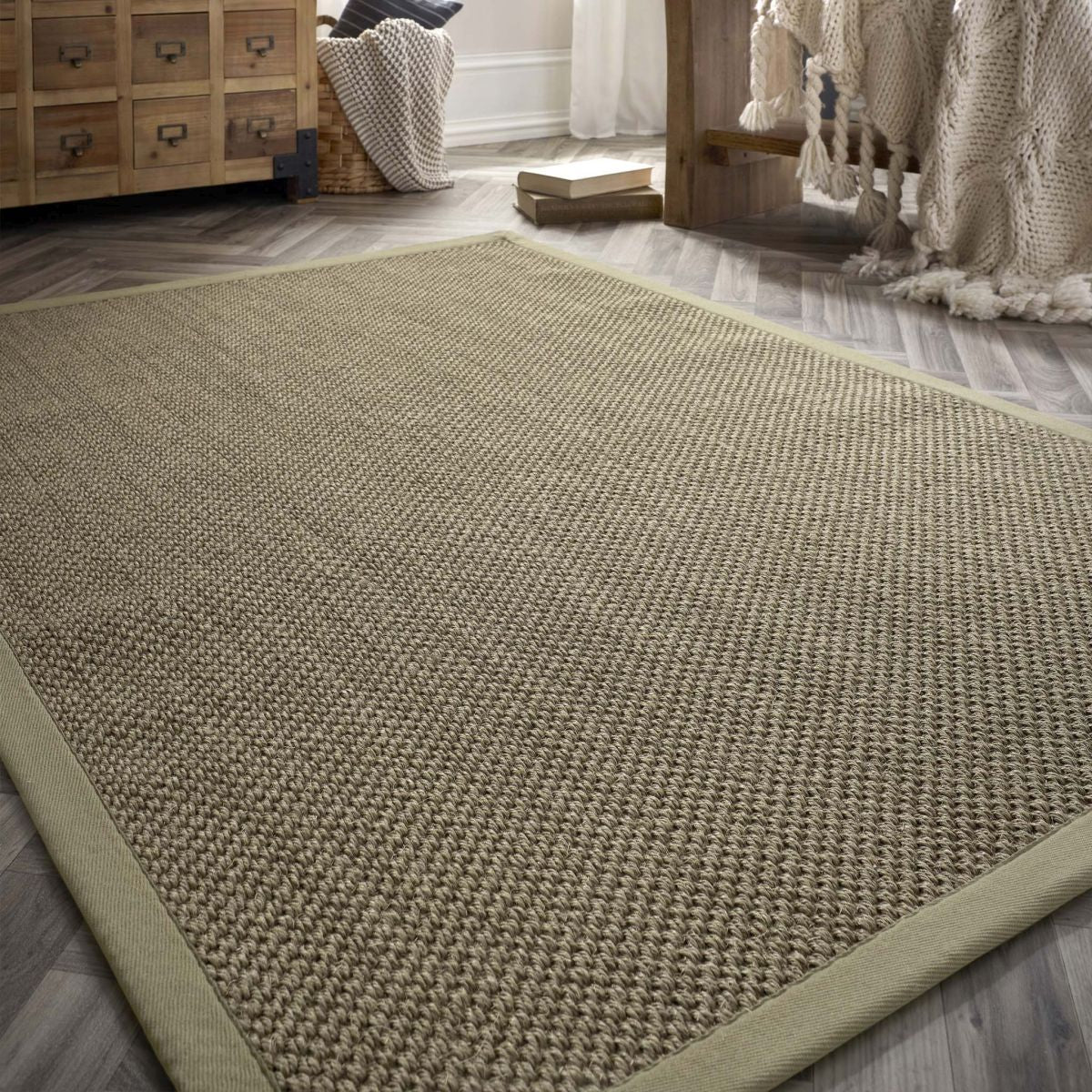 Origins Sisal Rug Sage Green with Sage Green Border