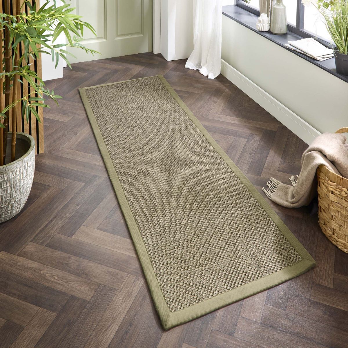 Origins Sisal Rug Sage Green with Sage Green Border