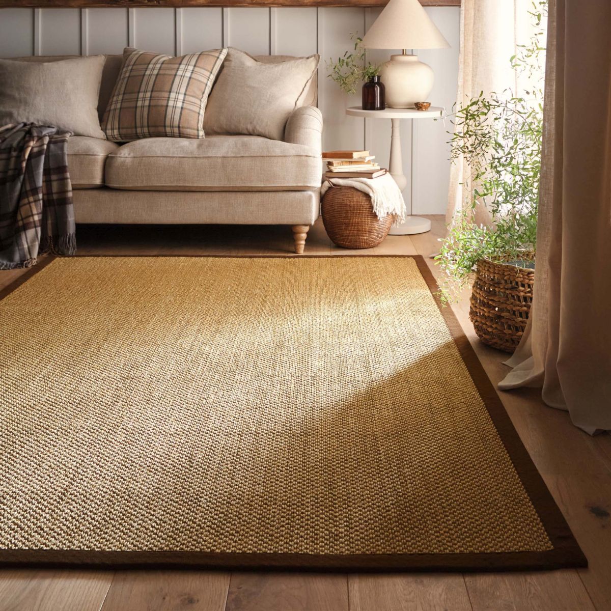 Origins Sisal Rug Warm Natural with Dark Brown Border