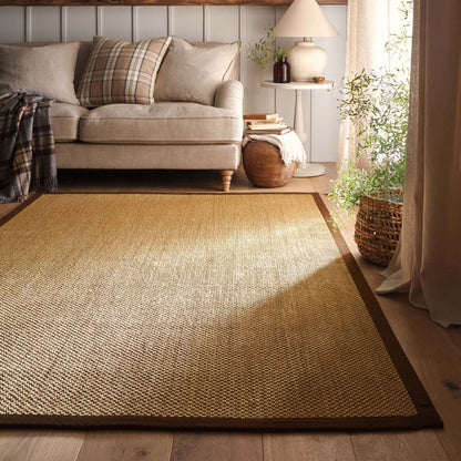 Origins Sisal Rug Warm Natural with Dark Brown Border