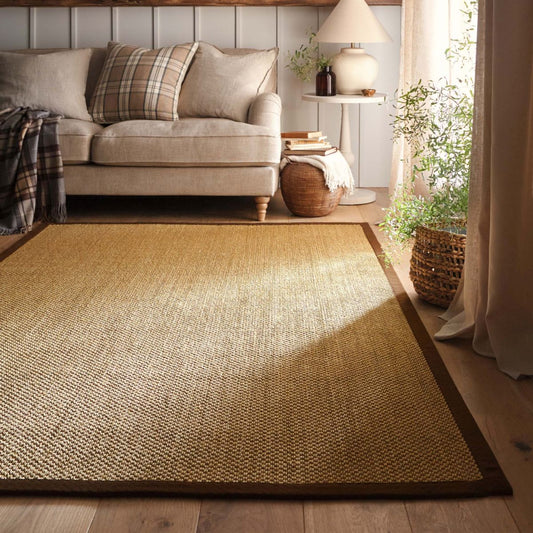 Origins Sisal Rug Warm Natural with Dark Brown Border