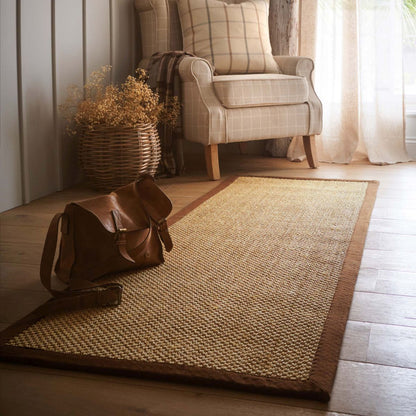 Origins Sisal Rug Warm Natural with Dark Brown Border