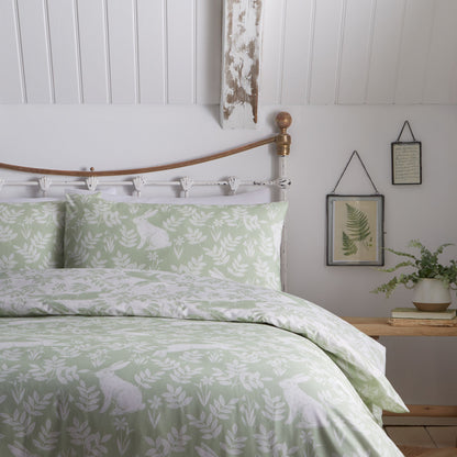 Spring Rabbits Duvet Cover Set in Green