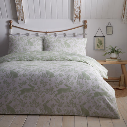 Spring Rabbits Duvet Cover Set in Green