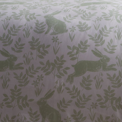 Spring Rabbits Duvet Cover Set in Green