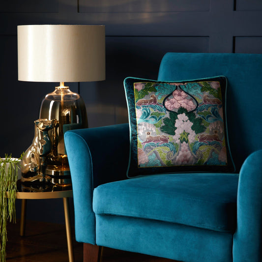 Suburban Jungle Cushion in Teal