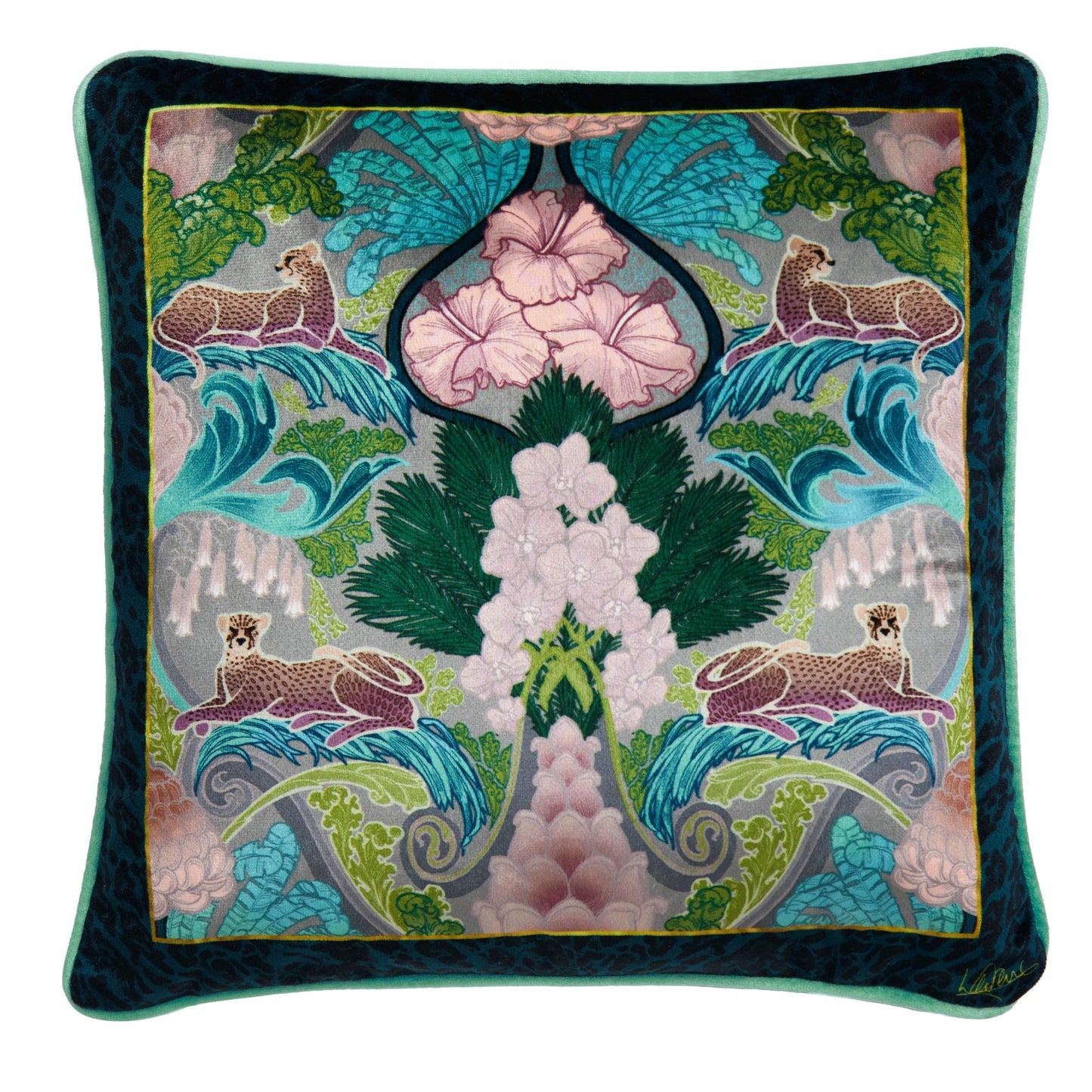 Suburban Jungle Cushion in Teal