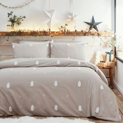 Tufted Trees Duvet Cover Set in Natural
