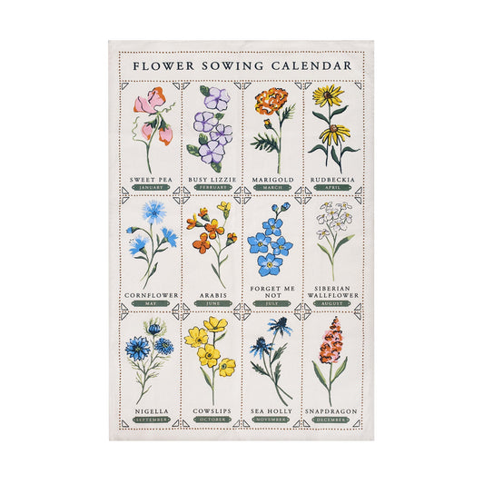 Time to Grow Flowers Cotton Tea Towel