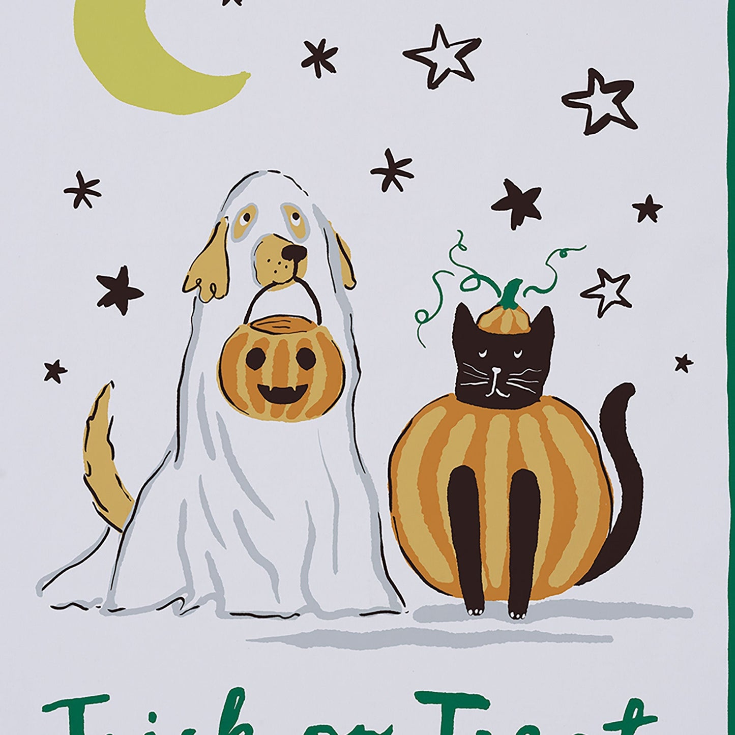 Trick or Treat Halloween Cotton Tea Towel in Multicolour 74 x 48cm