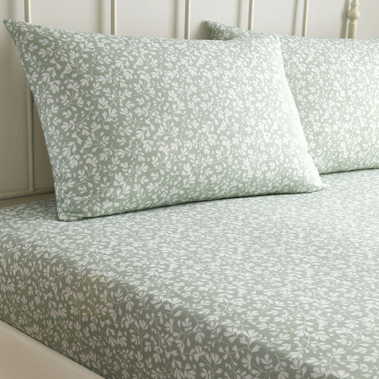Tess Deep Fitted Bed Sheet Set in Green