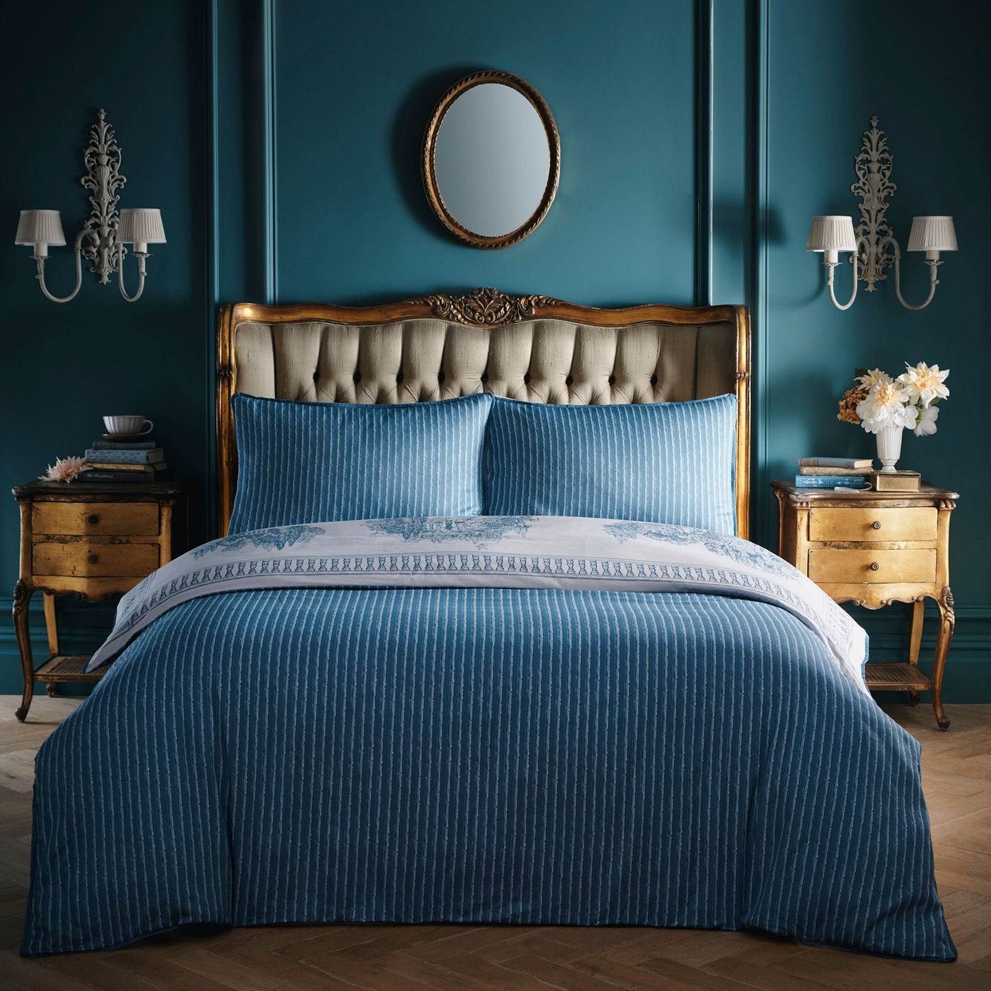 Tuscan Toile Duvet Cover Set in Blue