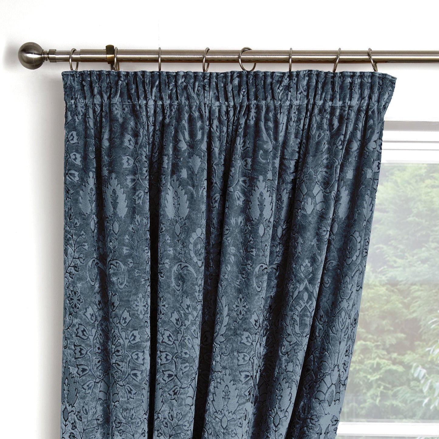 Trinity Pencil Pleat Curtains in Blue