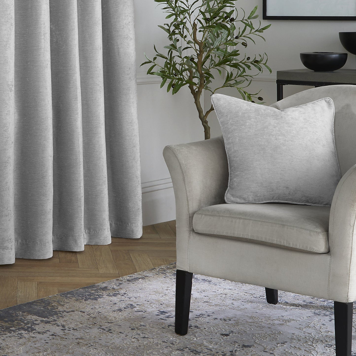Textured Chenille Cushion in Grey