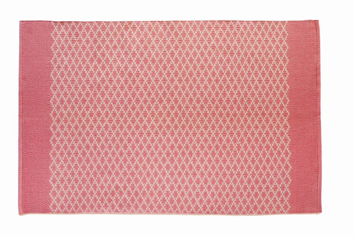 Hug Rug Woven Trellis Rug Coral Pink