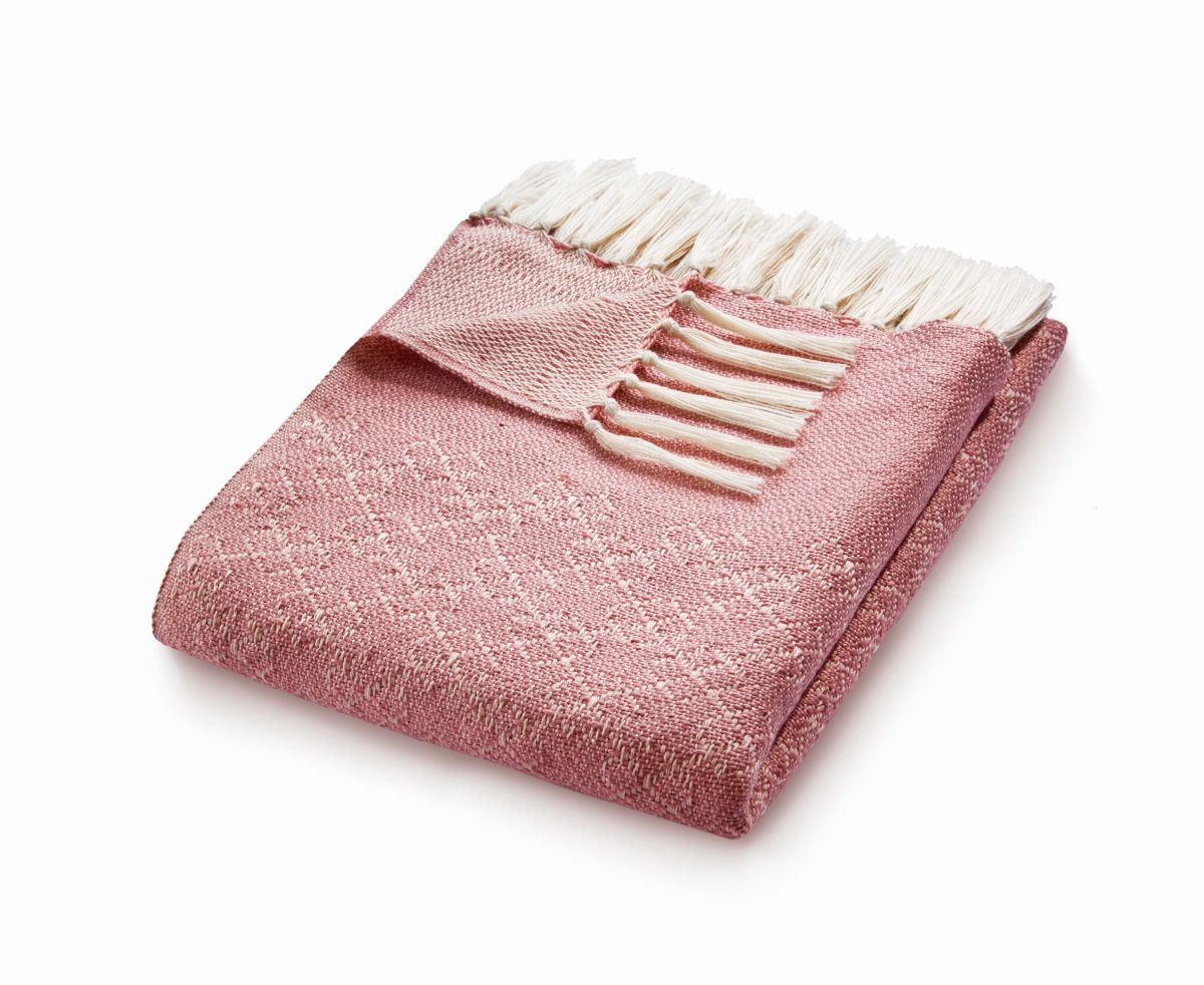 Hug Rug Woven Diamond Throw Coral Pink