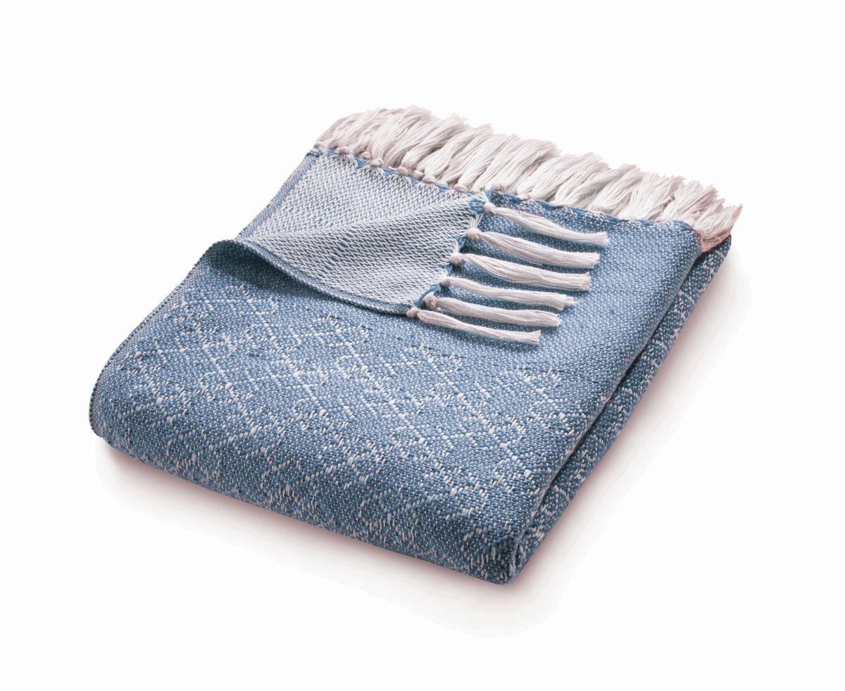 Hug Rug Woven Trellis Throw Denim Blue
