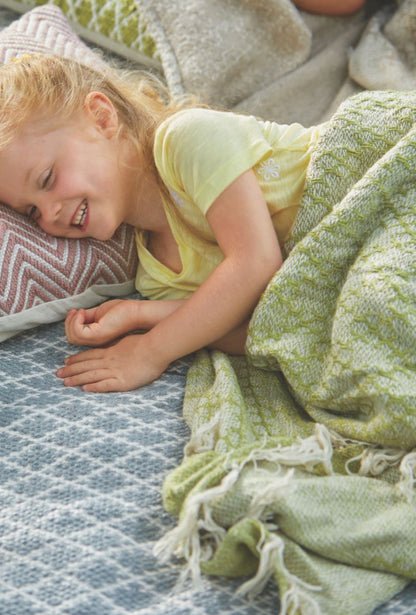 Hug Rug Woven Herringbone Throw Green