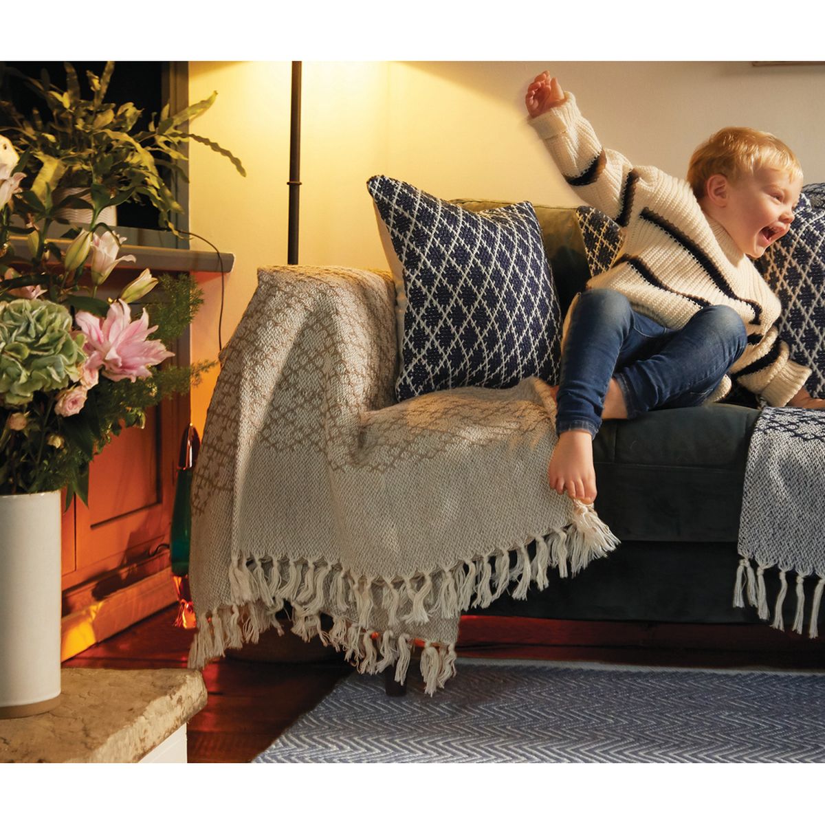 Hug Rug Woven Diamond Throw Natural