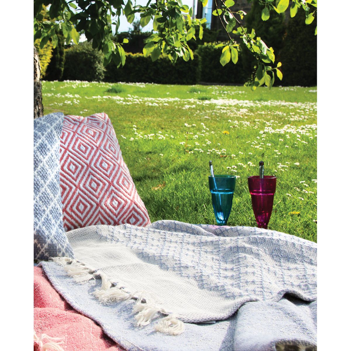 Hug Rug Woven Diamond Throw Sky Grey