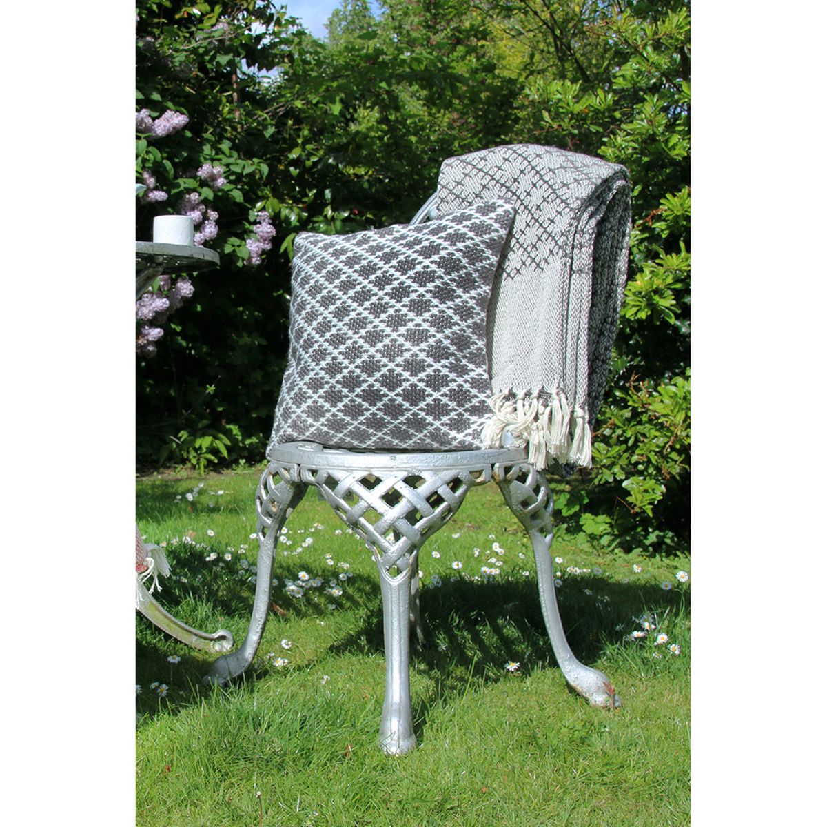 Hug Rug Woven Diamond Throw Warm Grey