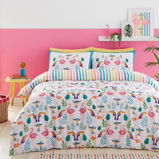 Tropical Flamingo Duvet Cover Set in Pink